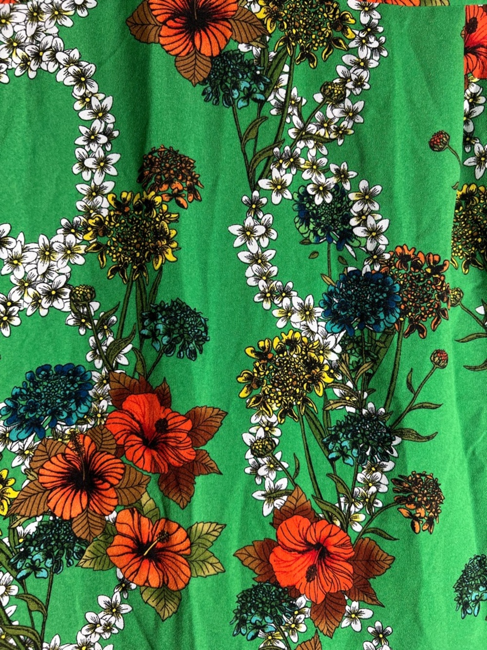 Sandro Green Floral Short-Sleeve Jumpsuit with Red Blooms - Picture 9 of 11